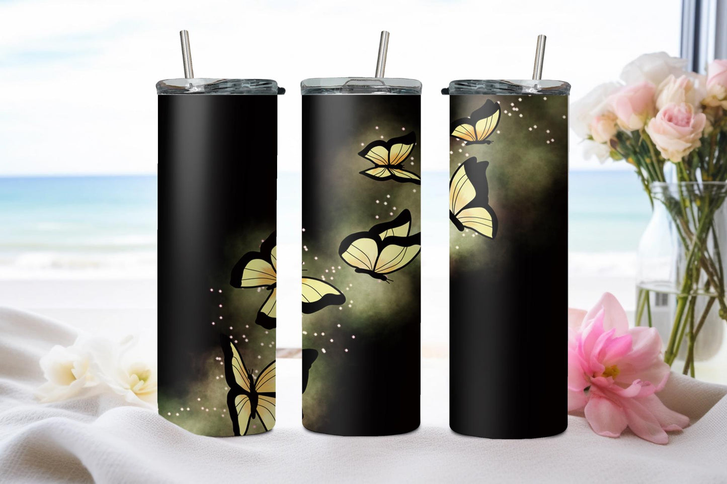 Butterfly Glow Yellow-8335 - tumbler