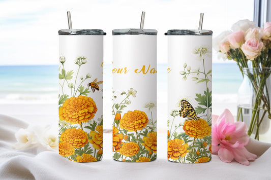 Personalized Birthday October Marigold - tumbler