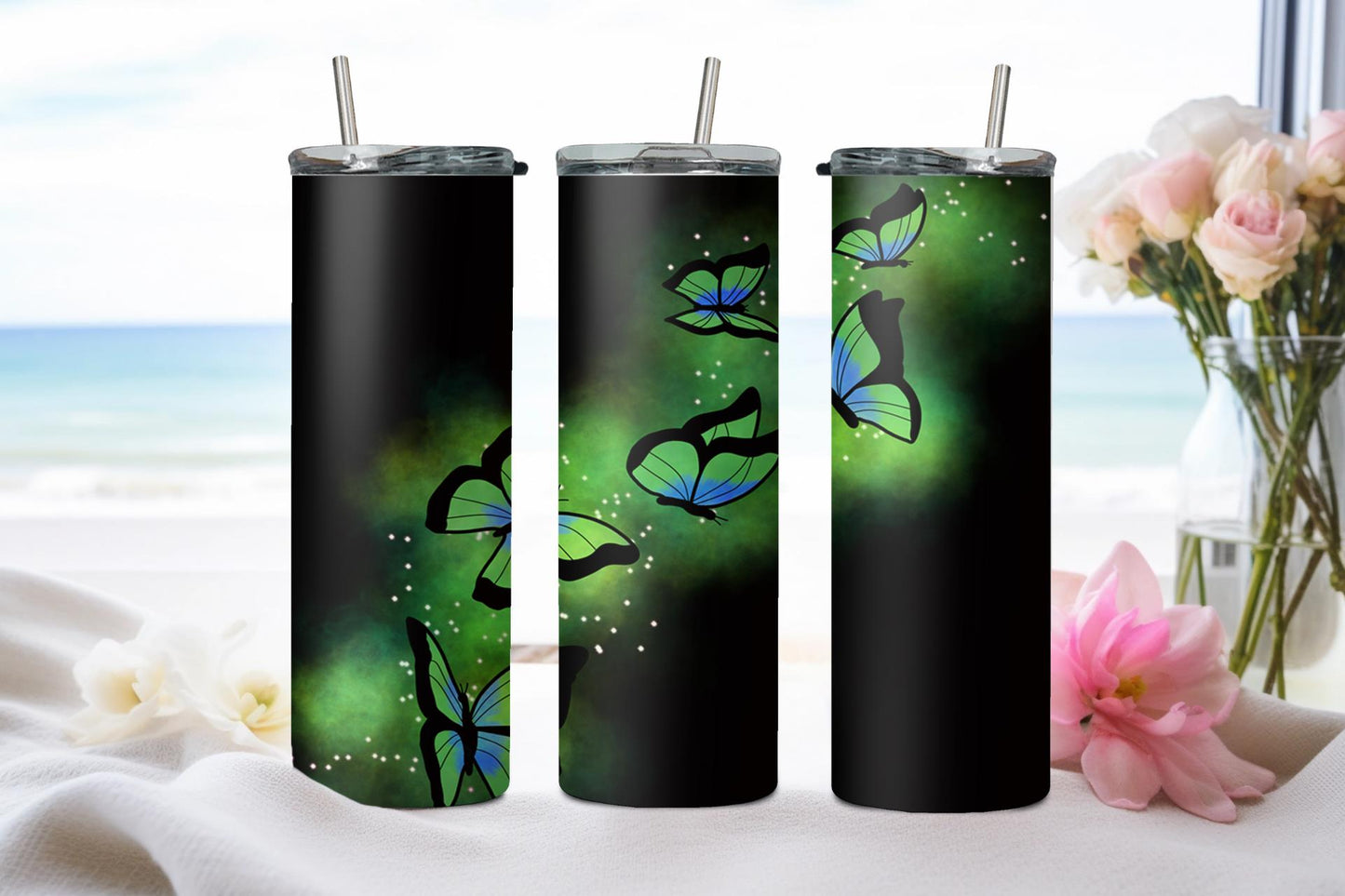 Butterfly Glow Green-8332 - tumbler