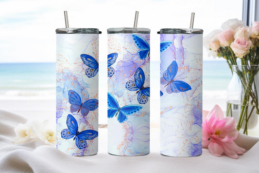 Blue Butterflies - tumbler