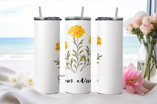 Personalized Birthday October Marigold - tumbler