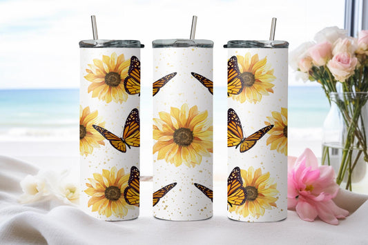 Butterfly Sunflower - tumbler