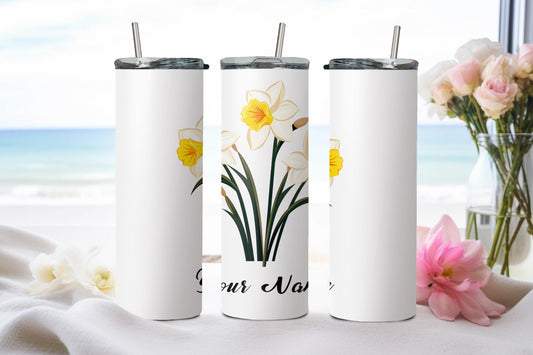 Personalized Birthday March Daffodil - tumbler