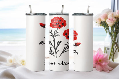 Personalized Birthday January Carnation - tumbler