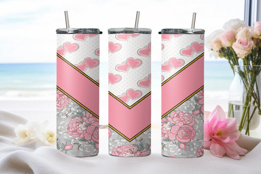 Pink Vee Flower - tumbler