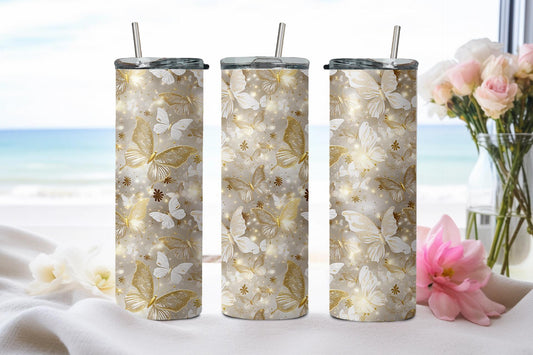 Gold Butterflies - tumbler