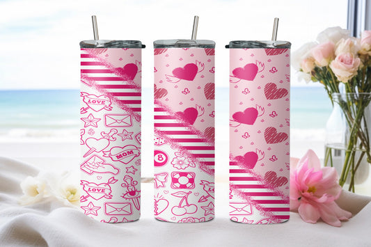 Pink Sketch Love - tumbler