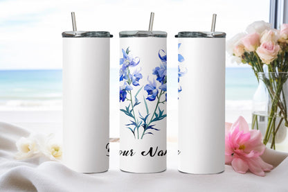 Personalized Birthday July Larkspur - tumbler