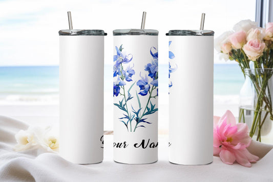 Personalized Birthday July Larkspur - tumbler