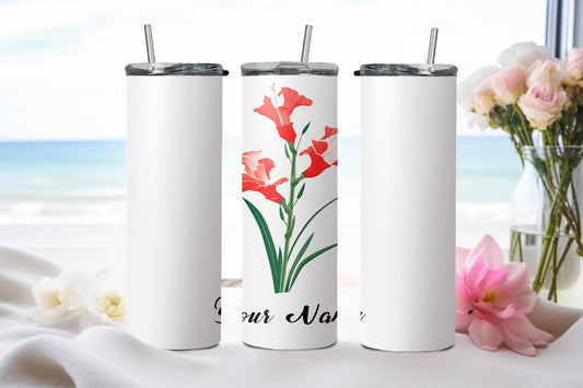 Personalized Birthday August Gladiolus - tumbler