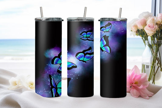 Butterfly Glow Blue - tumbler