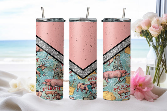 Pink Vee Pig - tumbler