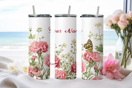 Personalized Birthday January Carnation - tumbler