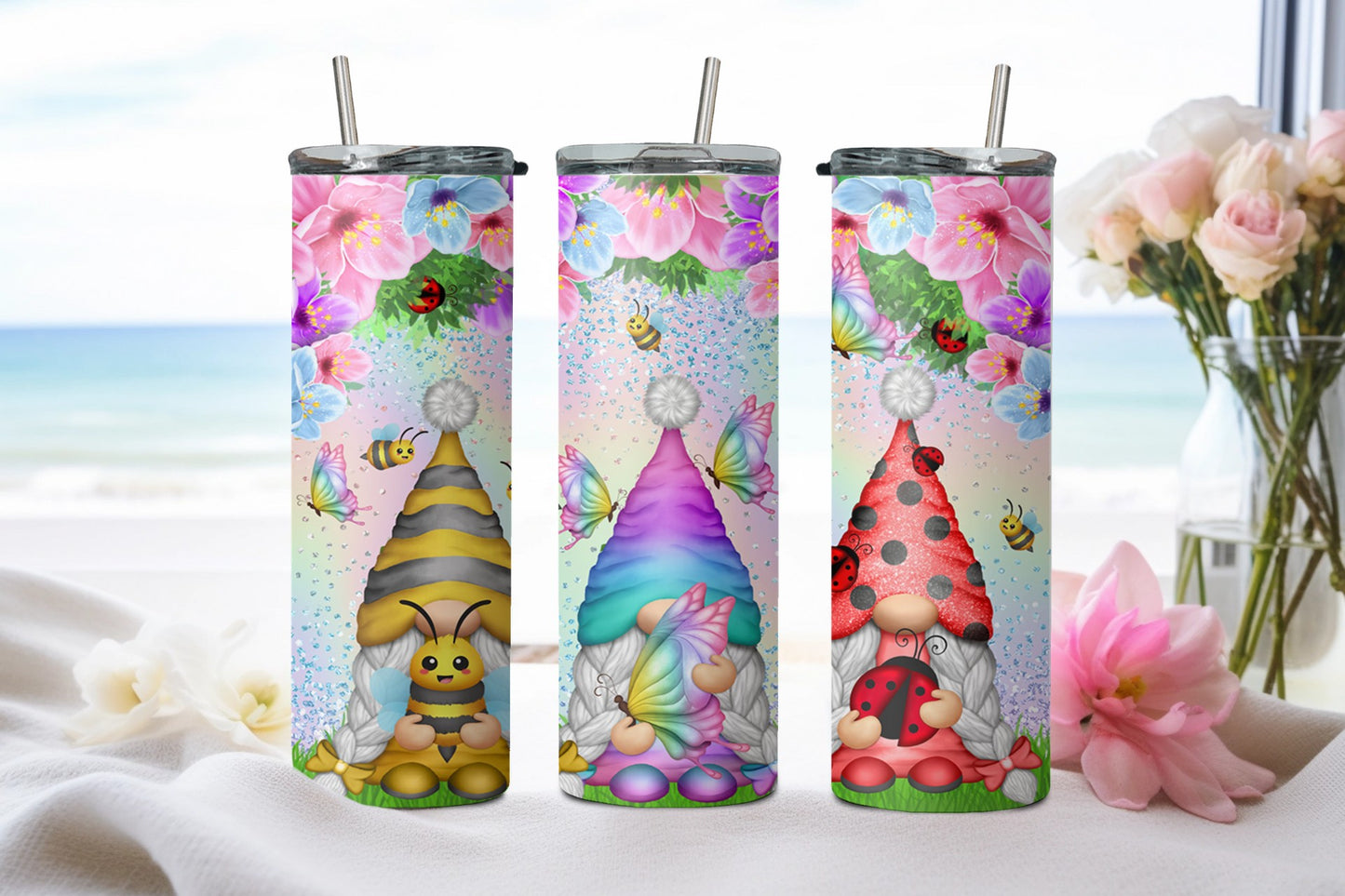 Bee Buterfly Ladybug Gnomes-11019 - tumbler