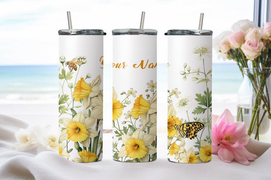 Personalized Birthday March Daffodil - tumbler
