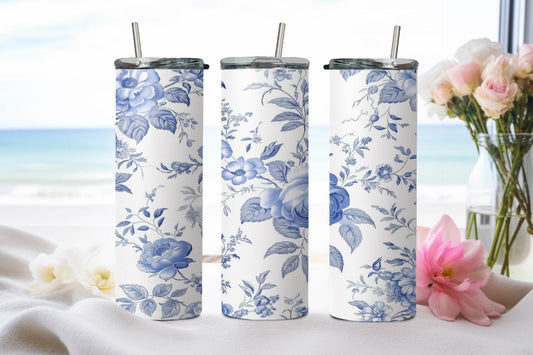 Blue Flower - tumbler