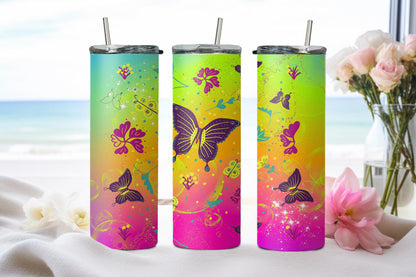 Rainbow Butterfly Neon-8340 - tumbler