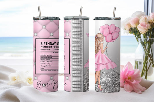 Personalized Birthday Girl Blond Hair - tumbler