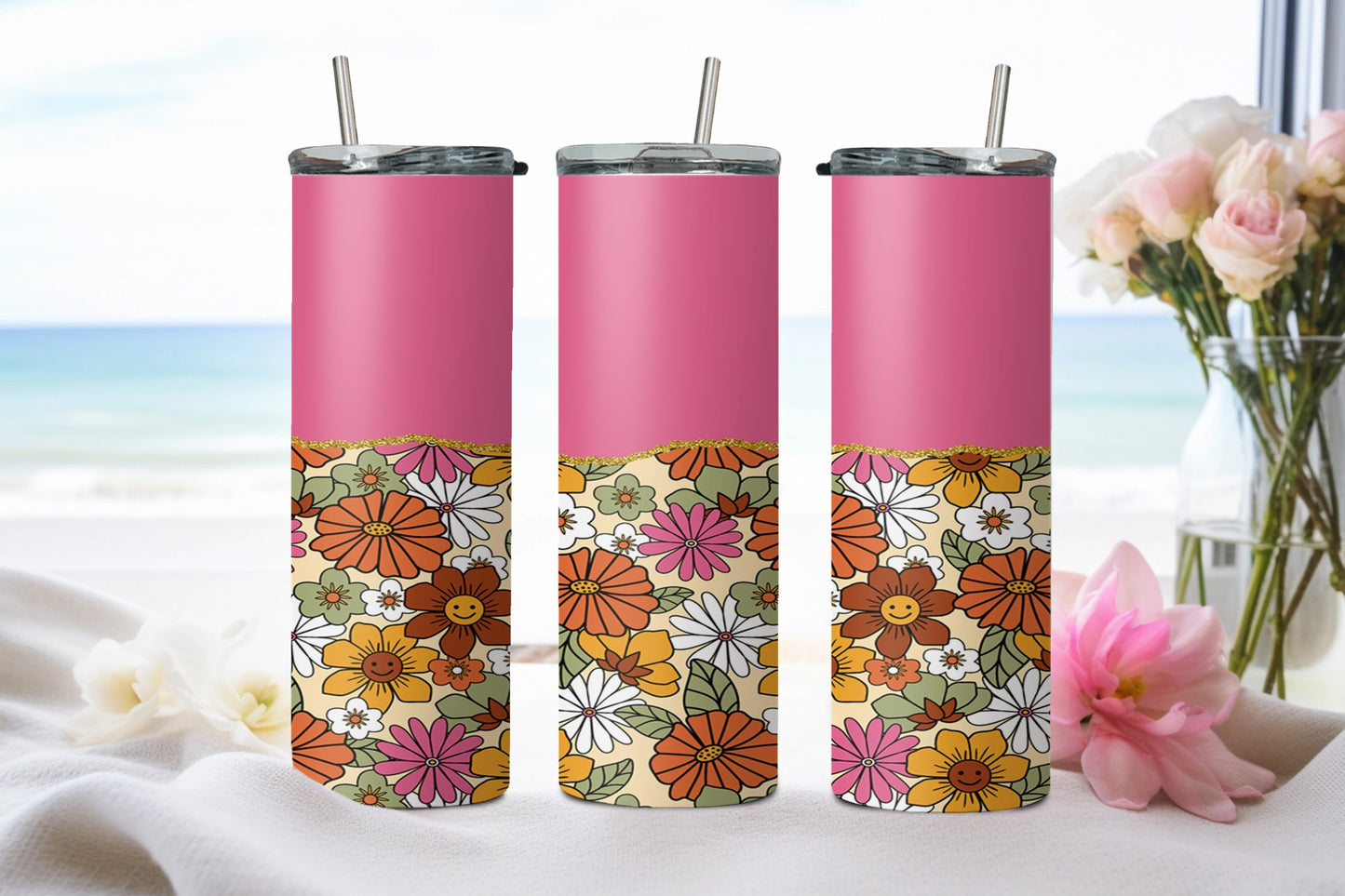 Rerto Pink Flowers-10603 - tumbler