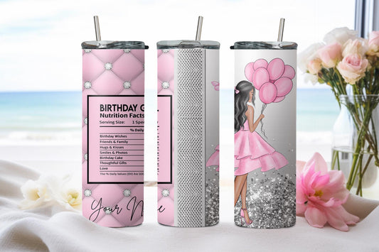 Personalized Birthday Girl Black Hair - tumbler