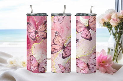 Butterfly Red Glitter-8336 - tumbler