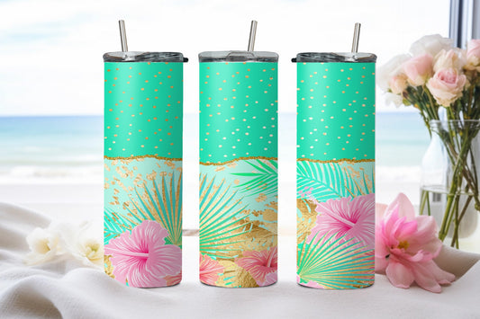 Teal Spot Flower - tumbler