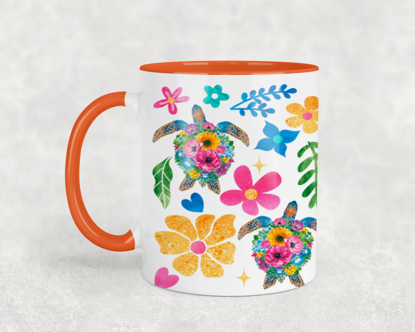 Boho Floral Sea Turtle-10660 - mugs