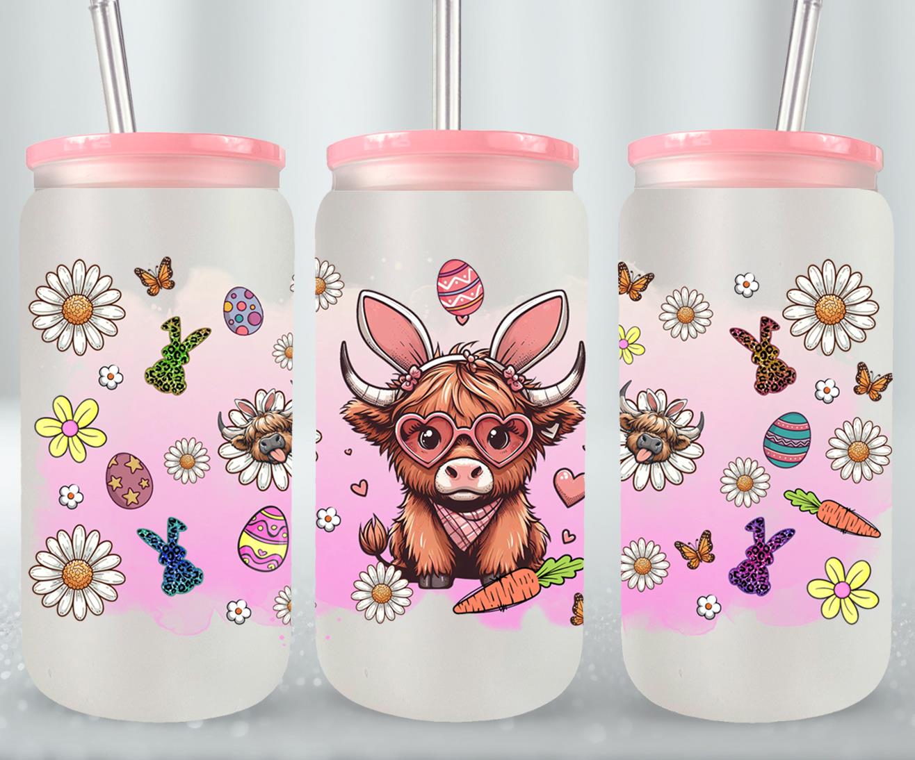 Highland Cow Easter-10366 - glass can