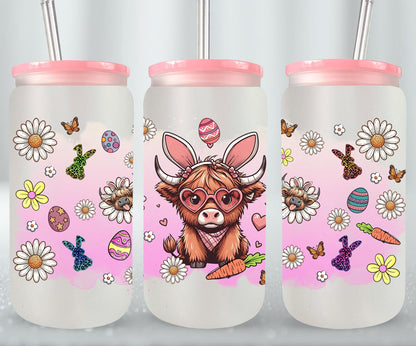 Highland Cow Easter-10366 - glass can