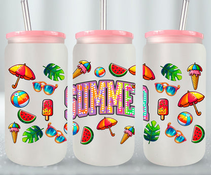 Summer Rainbow Flowers-10671 - glass can