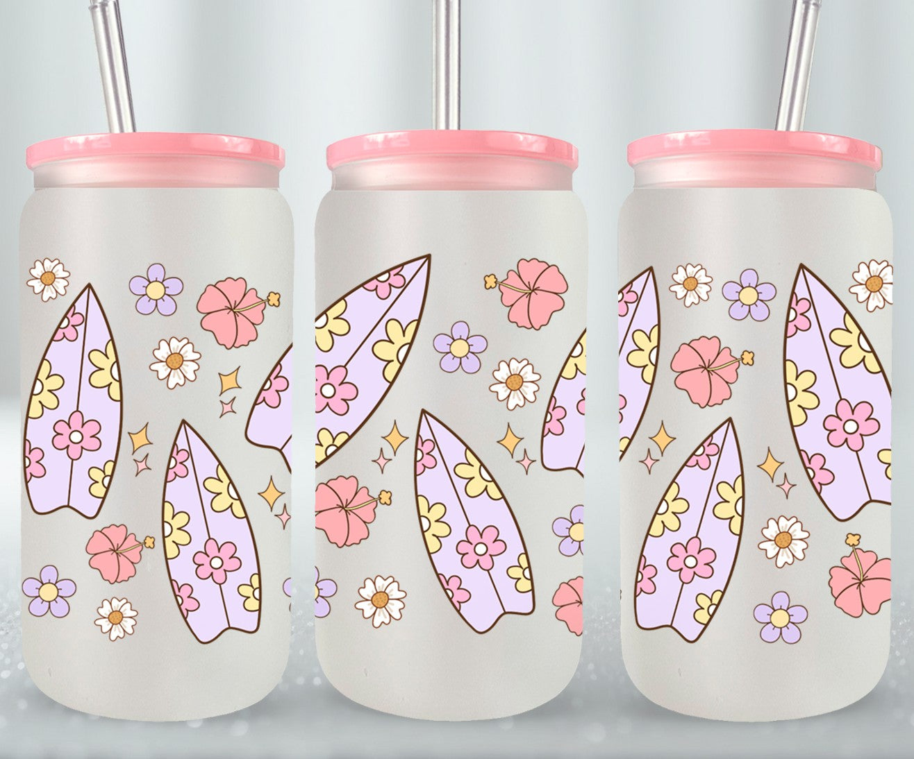 Hibiscos and Surfboard-10686 - glass can