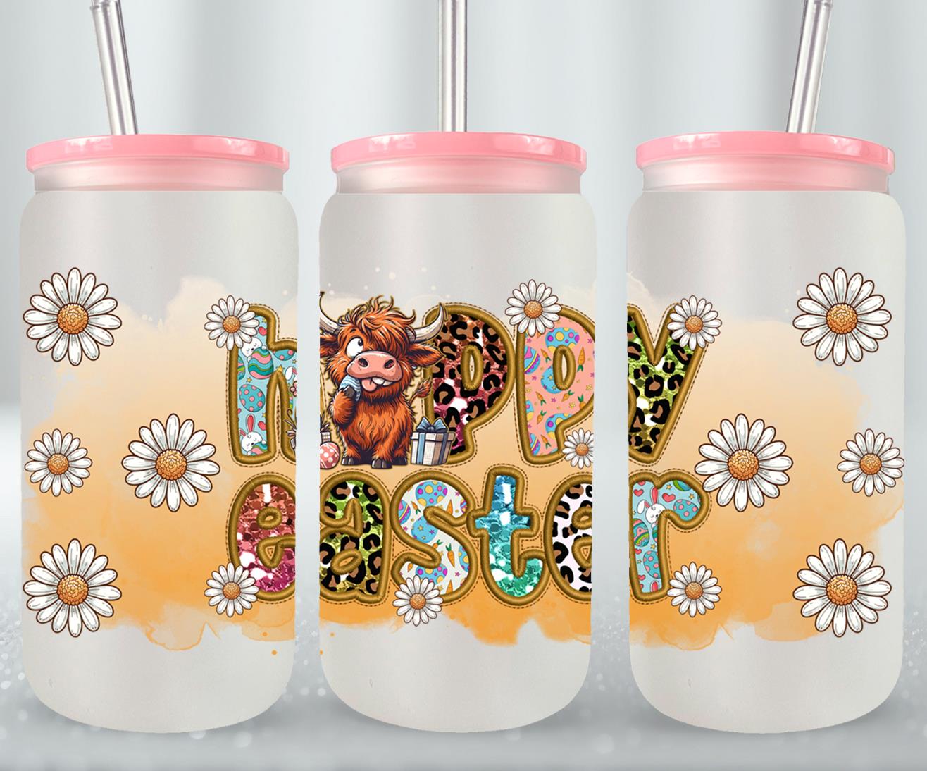 Highland Cow Easter-10400 - glass can