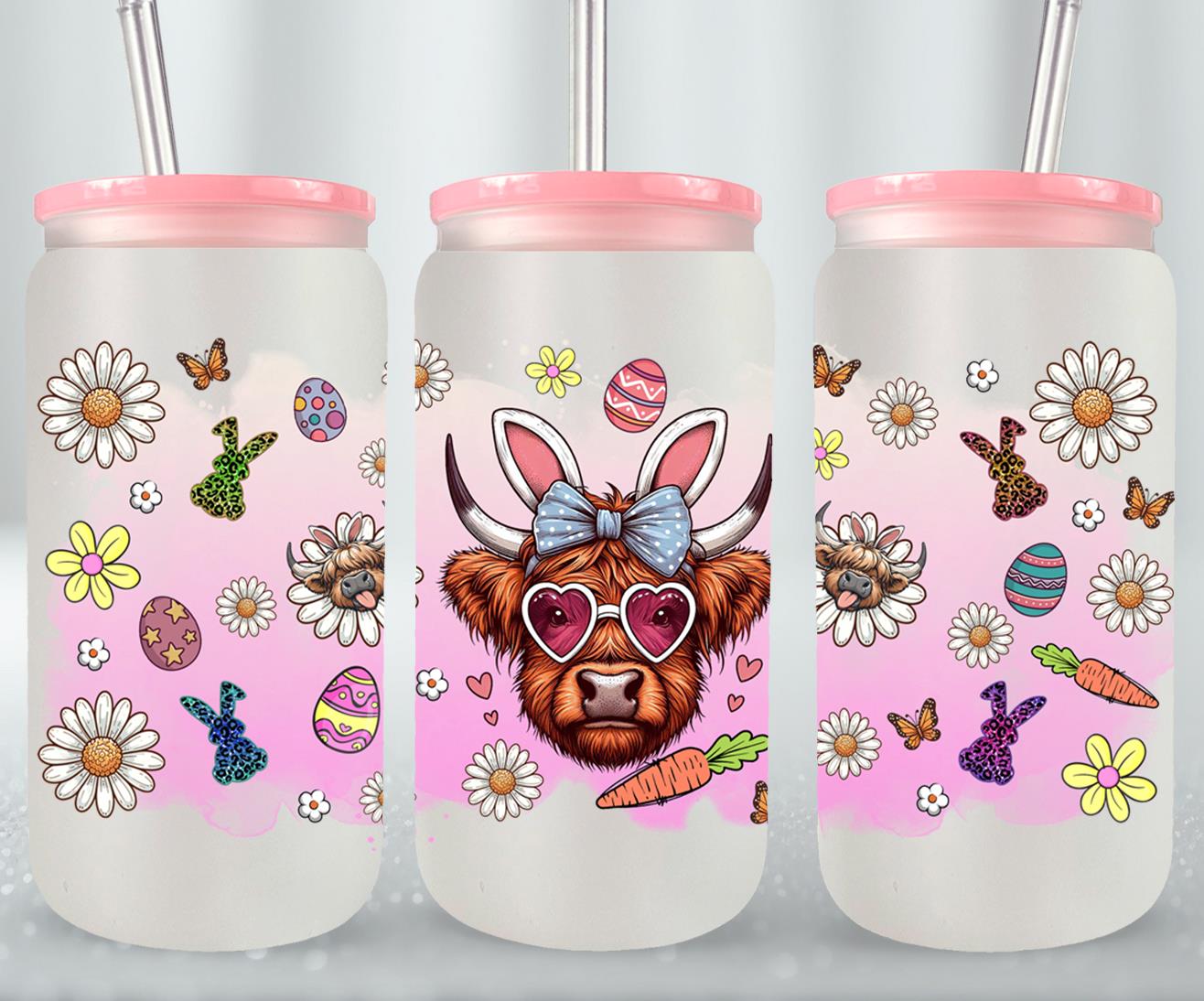 Highland Cow Easter-10399 - glass can