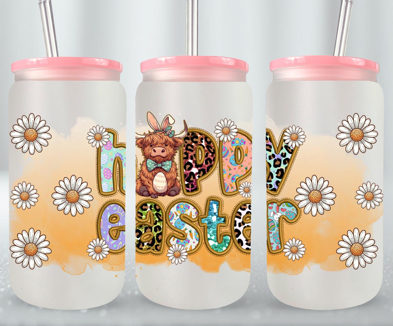 Highland Cow Easter-10398 - glass can