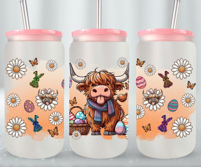 Highland Cow Easter-10386 - glass can