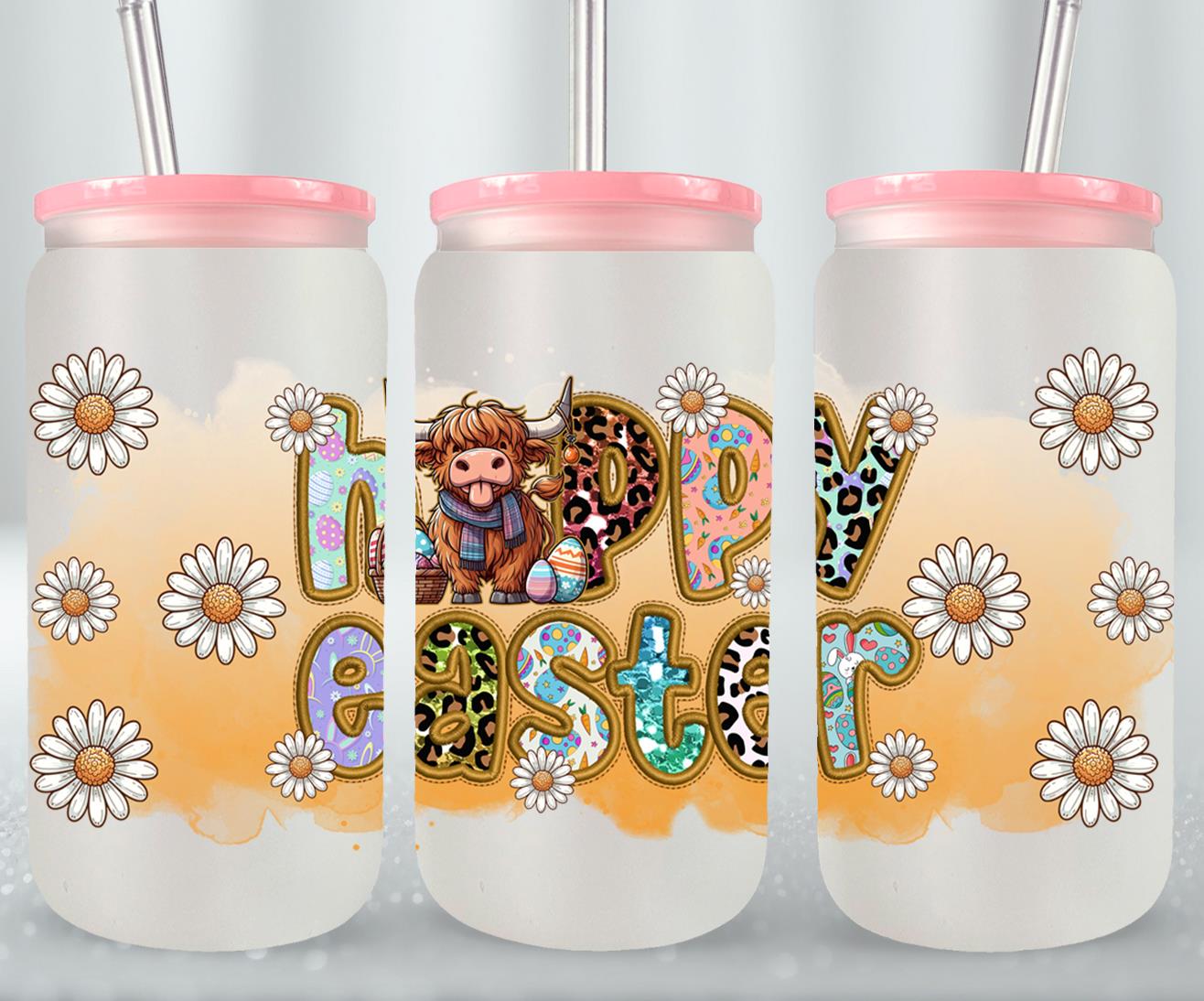 Highland Cow Easter-10396 - glass can