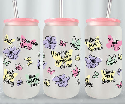 Happiness Looks Gorgeous on You - glass can