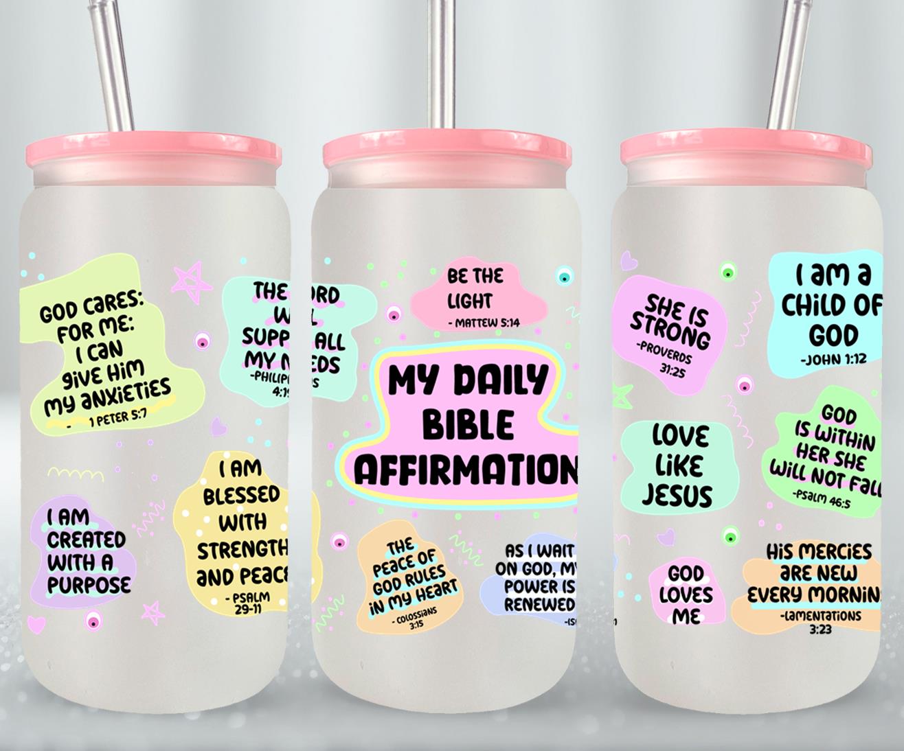 My Daily Bible Affirmation-10215 - glass can
