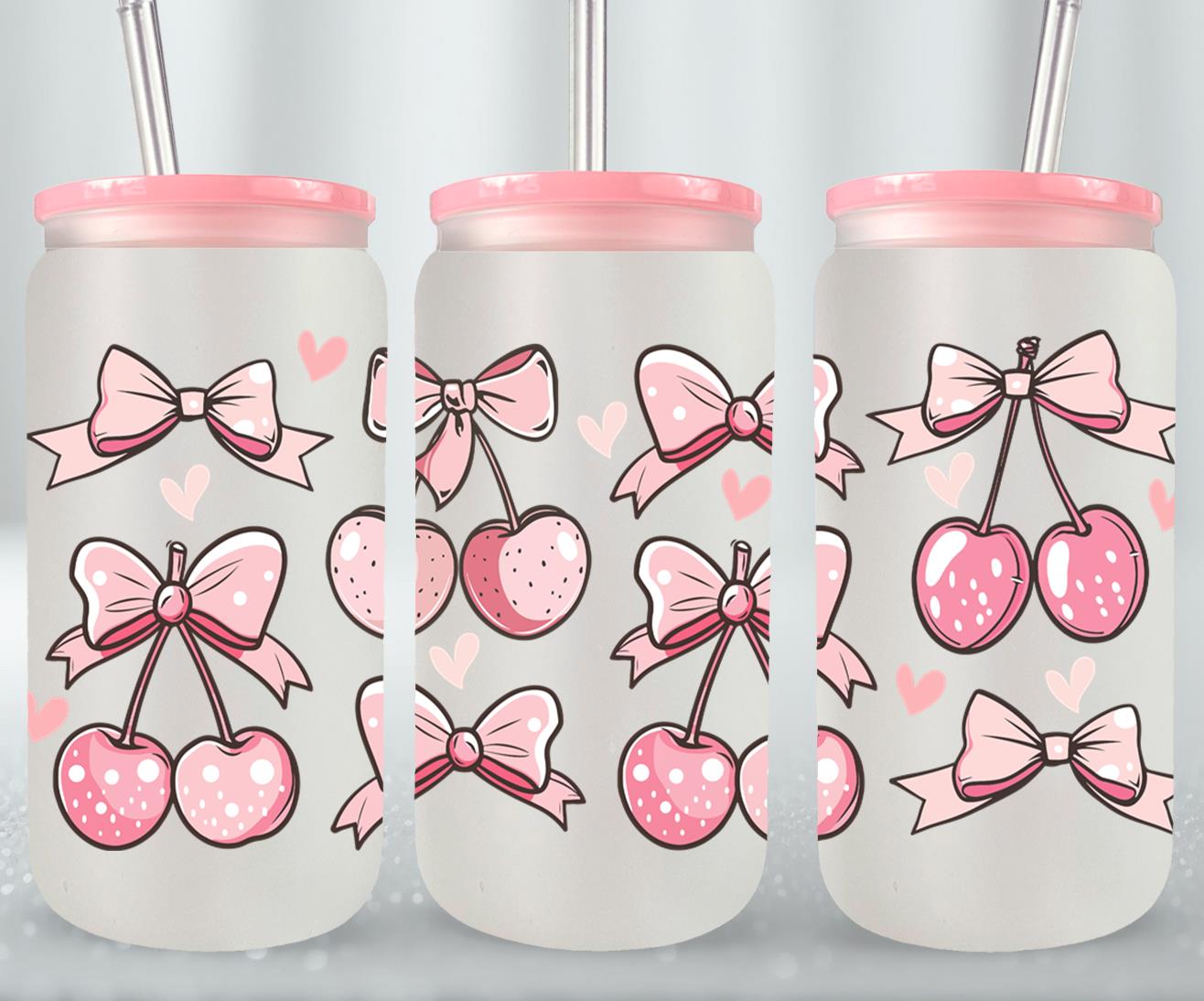 Pink Bow-9992 - glass can