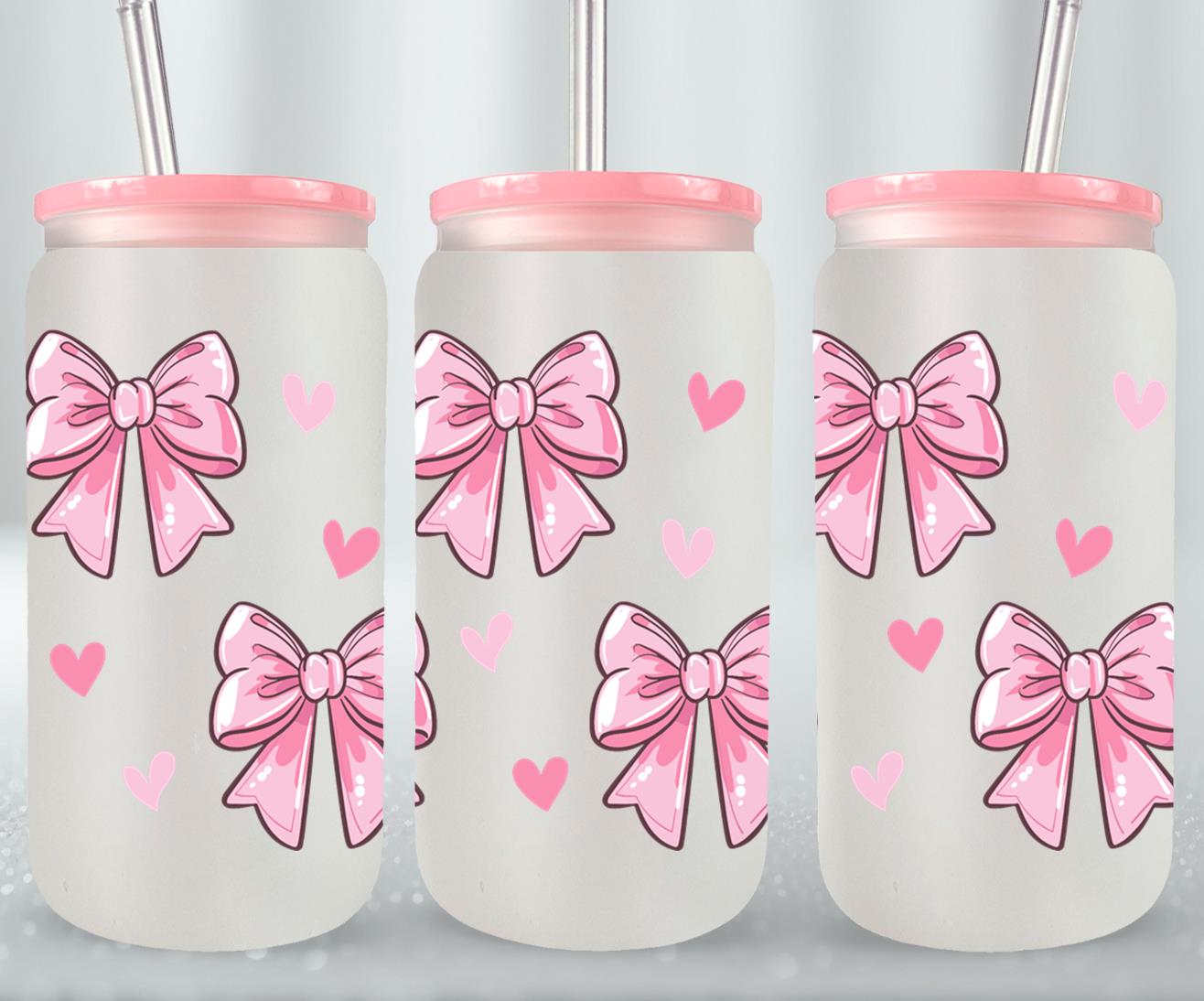 Pink Bow-9988 - glass can