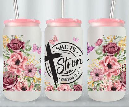 She is Strong-10224 - glass can