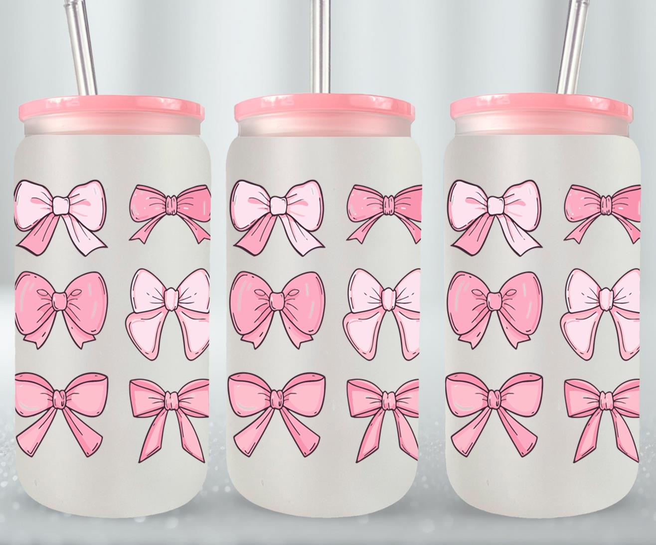 Pink Bow-9990 - glass can