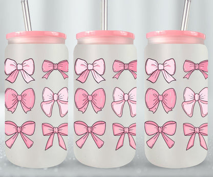 Pink Bow-9990 - glass can