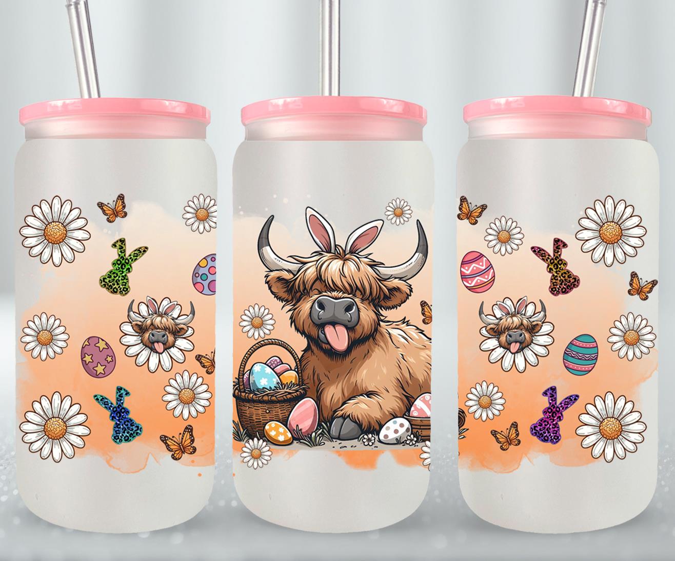 Highland Cow Easter-10383 - glass can