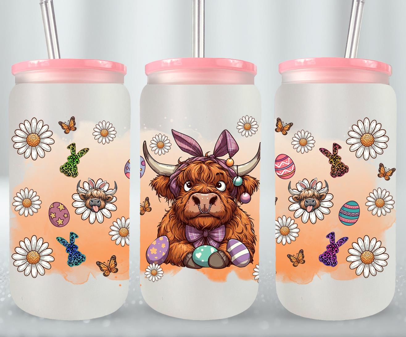 Highland Cow Easter-10392 - glass can