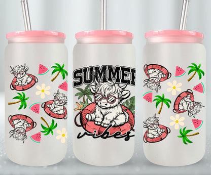 Summer Highland Cow-10670 - glass can