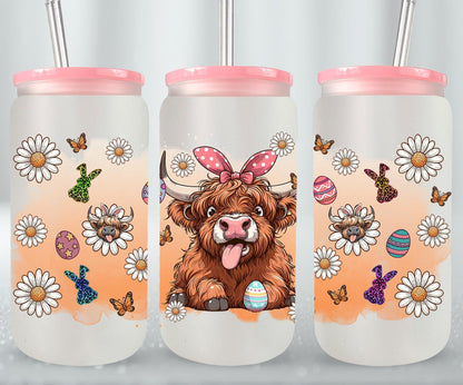 Highland Cow Easter-10390 - glass can