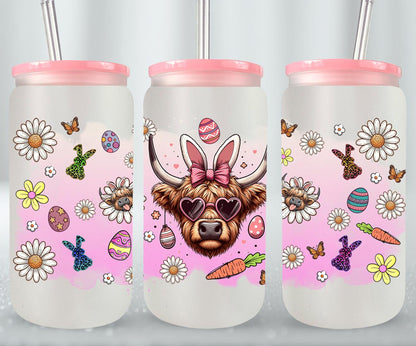 Highland Cow Easter-10401 - glass can