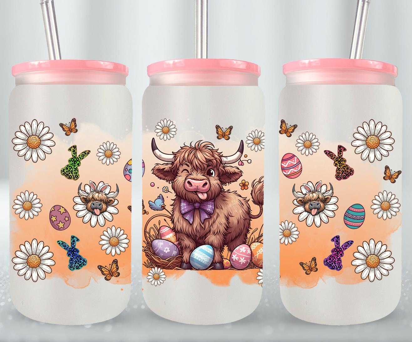 Highland Cow Easter-10379 - glass can
