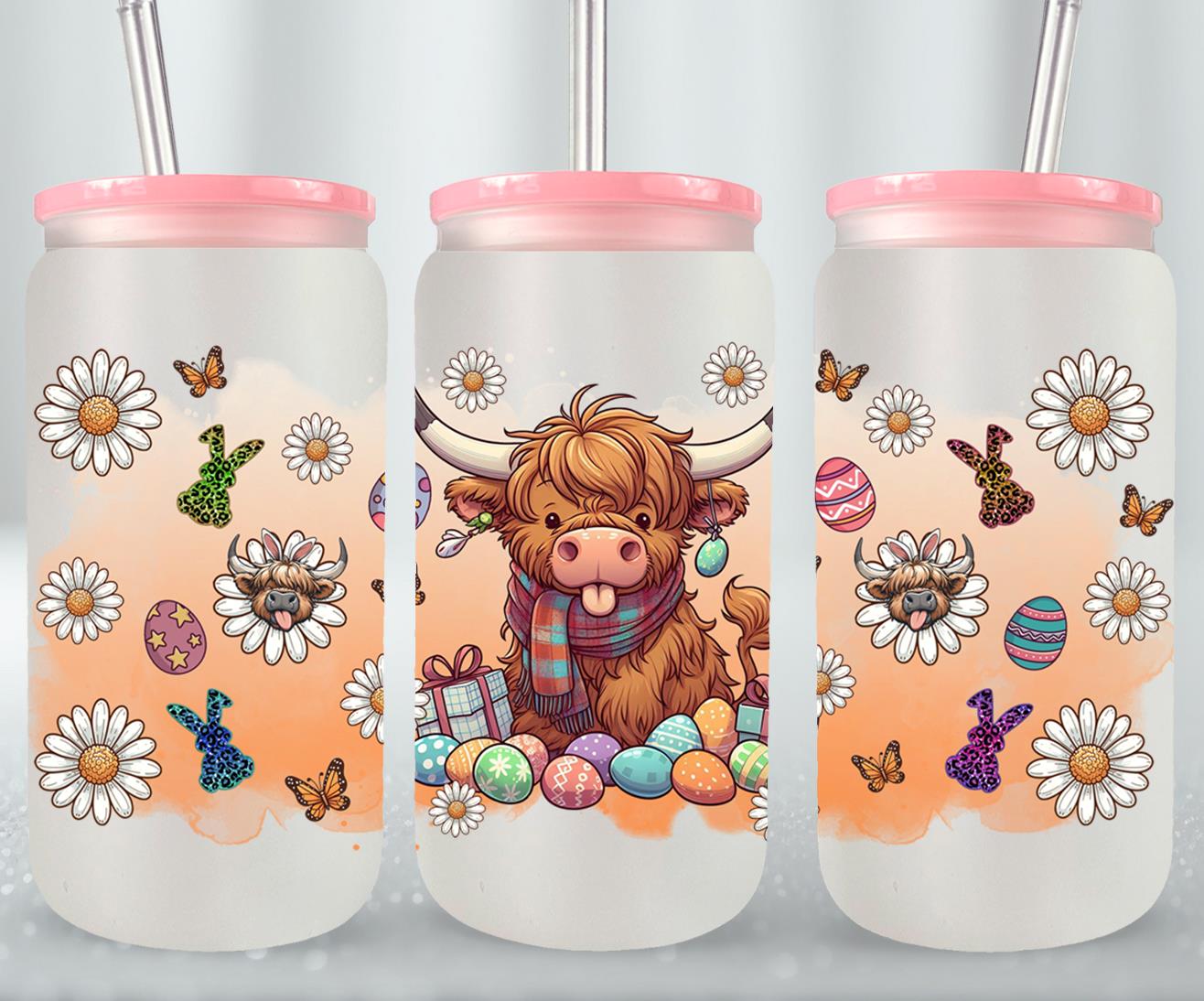 Highland Cow Easter-10374 - glass can